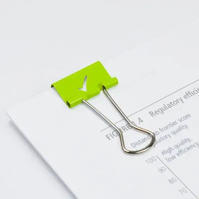 Produktbild von Foldback-Klammern 19mm grün mit Häkchen VE=80 Stück.