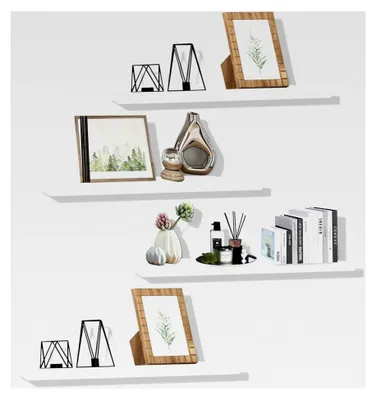 Produktbild von 4er-Set Wandregal Weiß 40x15CM, Schweberegal für Wohnzimmer, Schlafzimmer, Bad und Küche