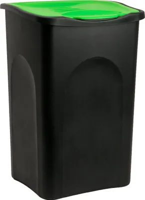 Produktbild von Stefanplast® Mülleimer mit Deckel 50L Abfalleimer Geruchsarm Küche Bad Biomüll Gelber Sack Kunststoff Mülltrennung Schwarz Grün