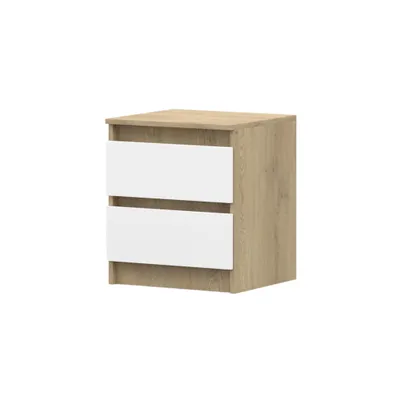 Obrázek produktu pro Noční stolek Noční komoda Noční konzole 45 cm Cremona/bílý pololesk se dvěma zásuvkami Loris 22