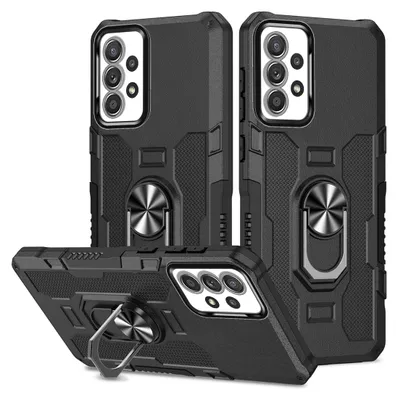 Immagine prodotto di Galaxy A32 4G Case, resistente custodia a doppio strato con supporto ad anello e supporto per Samsung Galaxy A32 4G nero