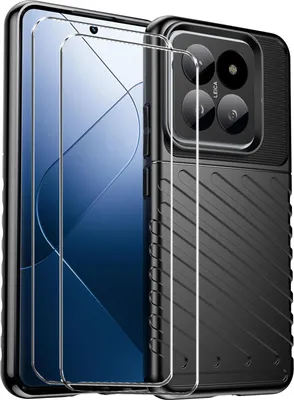 Produktbild von 2in1 Schutz Cover Set für das Xiaomi Redmi 13C besteht aus 2x 9H Glas Folie Display Schutzfolie und 1x Silikon Case Schutzhülle - Hülle in Schwarz