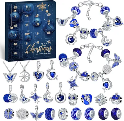 Produktbild von AdventskalendeWeihnachtskalender Armband Halsketten Charm Mädchen Schmuck,24 Füllung Schmuck für Kinder Teenager Geschenk5 6 7 8 9 10 11 12 13 14Jahre