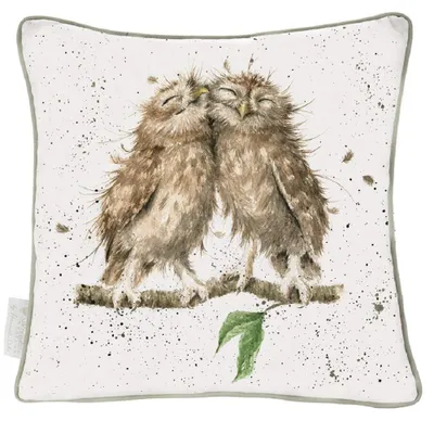 Dekokissen Vögel 60x60 cm Federfüllung Baumwoll-Leinen