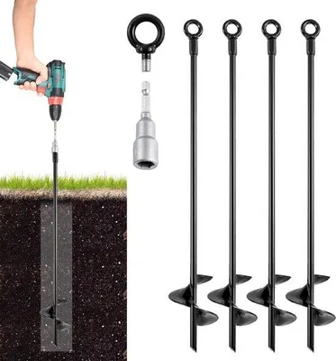 Immagine prodotto di Ancoraggi da terra da 40 cm, set da 4 pezzi, pavimenti duri, tende, tettoie