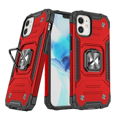 Produktbild von Wozinsky Ring Rüstung Fall Iphone 14 Gepanzert Fall Magnetische Halterung Ring Rot