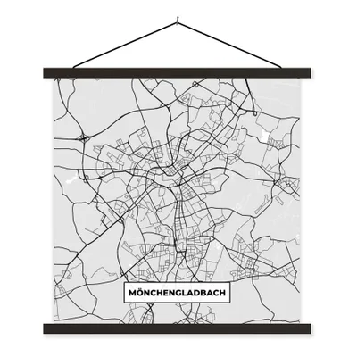 Produktbild von MuchoWow® Textilposter Karte - Deutschland - Mönchengladbach - Karte - Stadtplan 120x120 cm mit schwarzem Rahmen - Aufhängungsset