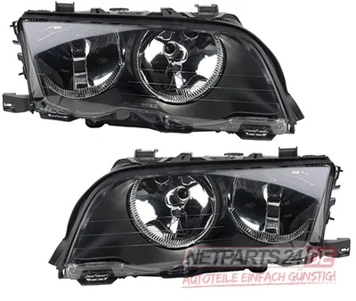 Zdjęcie produktu dla Johns, reflektory halogenowe pasujące do BMW serii 3 E46 od 98-01 zestaw czarny FF H7-H7 Li. Re. 63126902745 63126906493 6902745 6906493 63126902746 6312690649