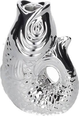 Produktbild von Gift Company Kerzenhalter Monsieur Carafon S, Kerzenständer in Fisch-Form, Steingut, Silber, H 16.2 cm, 1055303022