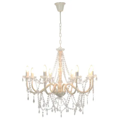 Image de vidaXL Lustre avec perles blanc 8 x E14 douilles