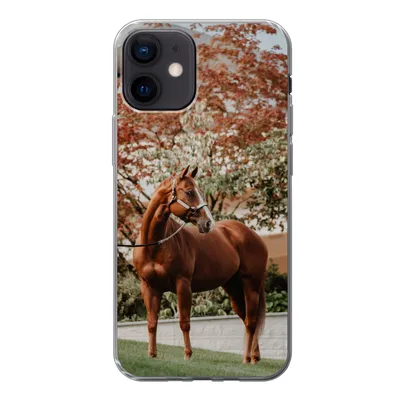 Produktbild von MuchoWow® Handyhülle Schutzhülle Hülle für iPhone 12 Pferd - Baum - Halfter Silikon Softcase Handy Hülle - Schutzhülle
