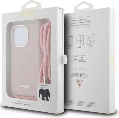 Zdjęcie produktu dla Etui Guess Crossbody Cord 4G Print Na Iphone 15 Pro - Różowe