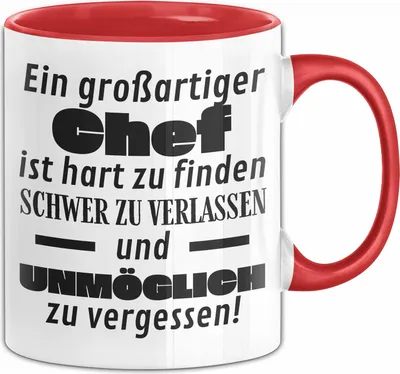 Produktbild von Chef Abschied Geschenk Tasse Abschiedsgeschenk für Chef Hart Zu Finden Schwer Zu Verlassen (Rot)