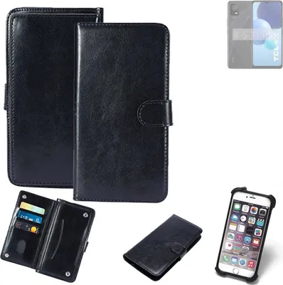 Produktbild von K-S-Trade 360° Hülle kompatibel mit TCL 406 schwarz Kunstleder Case BookCase WalletCase Kunstlederederhülle Handyhülle, Rundumschutz Bumper (1x)