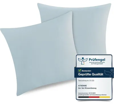 Produktbild von Kissenbezug 2er Set 80x80 cm Gewaschene Baumwolle Blau mit Reißverschluss