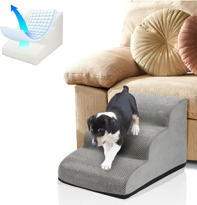 Produktbild von Haustiertreppe Tierunterlage Treppe Unterlage für Katzen und Hunde Grau 3 Stufen Hundetreppe