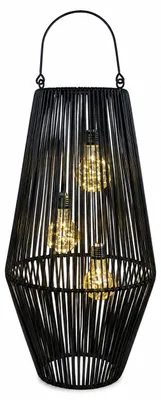 Produktbild von Formano Solarlaterne Außen Garten große Rattan Solar Laterne 3 LED Birnen 55 cm
