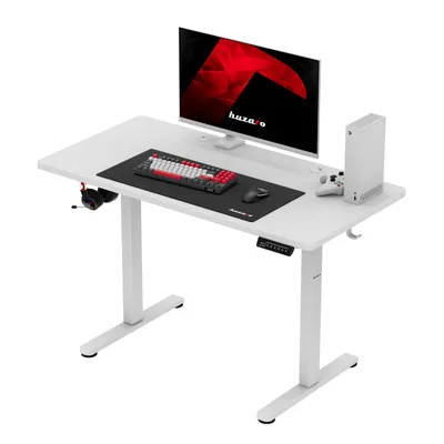 Produktbild von Huzaro Hero 8.1 White Elektrischer Gaming-Schreibtisch – Höhenverstellbar 72–118 cm, LED-Panel mit Memory, Karbonbeschichtung, 120×60 cm