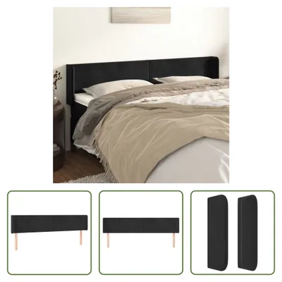 Produktbild von The Living Store Kopfteil mit Ohren Schwarz 163x16x78/88 cm Samt