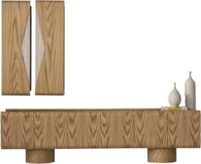 Image de Meuble TV et armoire murale en bois, brun, moderne et élégant