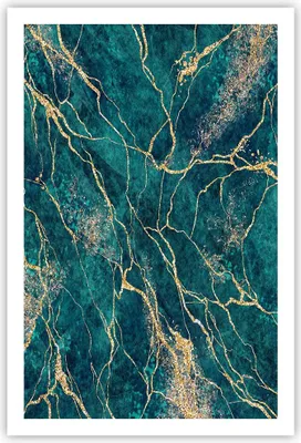 Produktbild von Poster - Poster ohne Rahmen - Abstraktion Gold Türkis - 61x91,5 cm - Wand Bild - Wanddeko - Wandbilder - Kunstposter - Wandposter - Bilder - Kunstdruck - Wanddekoration - Wandbild - P2XPA61x91-4564