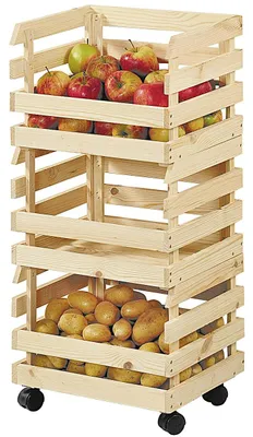 Image de KESPER Corbeille à pommes de terre et à fruits en pin 3 pièces