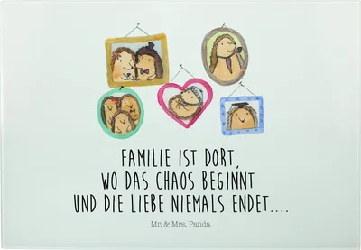Produktbild von Mr. & Mrs. Panda Schneidebrett Igel Familie - Weiß - Geschenk, Bilder, Servierplatte, Mama, vesperbrett, Muttertag, Glas, Frühstücksbrett, Hackbrett