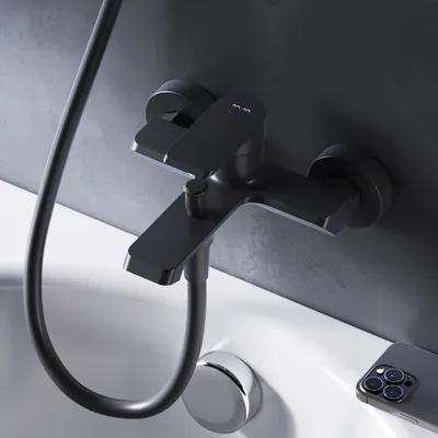 Produktbild von Badewannenarmatur Wannenarmatur Wasserhahn Bad Wannenbatterie Einhebelmischer Bad Einhebel Mischbatterie Badarmatur AM.PM Flash FNA10022, Schwarz