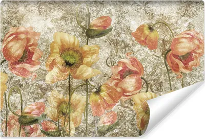 Produktbild von Muralo Selbstklebende Fototapete BLUMEN Blätter Ornamente Beton Abstraktion Retro Br. 460cm x Hö. 300cm