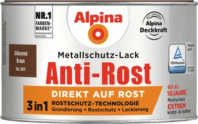 Produktbild von Alpina Metallschutzlack Anti-Rost Braun 300 ml glänzend