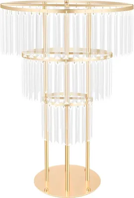 Immagine prodotto di Portafiori in cristallo - Decorazione da tavola a 3 livelli per matrimoni - Ferro e acrilico - Galvanizzato - Ø50×72 cm - Capacità di carico 8 kg - Oro