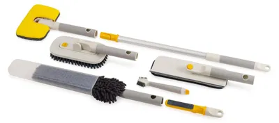 Obrázok produktu pre JosephJoseph Joseph CleanTech™ sada na hĺbkové čistenie, 6-dielna, multifunkčné nástroje, použitie v ruke alebo s predlžovacou tyčou, veľký dosah, ergonomický dizajn, umývateľná – kameň