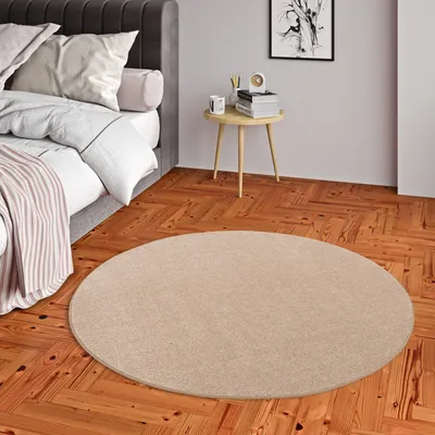 Produktbild von Hochflor Velours Teppich Luna Beige Rund, Größe:200 cm Rund
