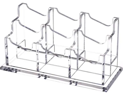 Produktbild von Visitenkartenhalter für Schreibtisch – vertikal, klar Acryl, 2-stufig mit 6 Fächern – Desktop Business Card Display Holder für Büro & Empfang