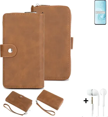 Produktbild von K-S-Trade Handy Schutz Hülle kompatibel mit Meizu 17 + Kopfhörer Portemonnee Tasche Wallet-Case Bookstyle-Etui braun (1x)