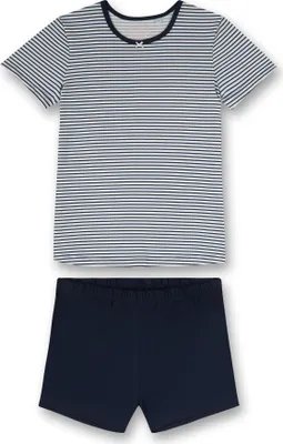 Produktbild von Sanetta Mädchen-Schlafanzug kurz dunkelblau geringelt 128