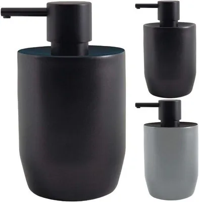 Produktbild von Glaszeepdispenser mit Flüssigseep - Porzellan mit Edelstahlpumpe - 300 ml - Petrolschwarz