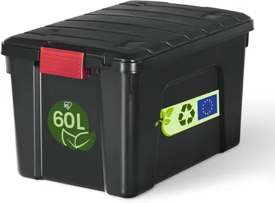 Produktbild von Iris Ohyama, Große Kunststoff-Aufbewahrungsbox, 60L, Garagen-box, Schwarz, Stape