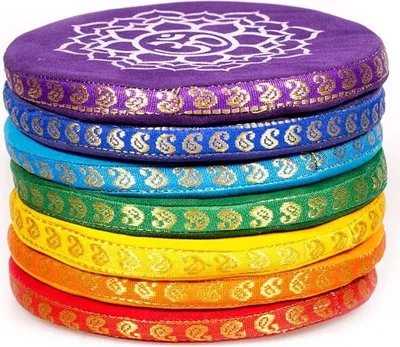 Image de Ensemble de coussins bol chantant 7 chakras grand - 14,5 cm