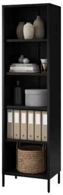 Produktbild von Bücherregal Metall MARIO 5 Ebenen Industrie-Design | Standregal Stahl Metallregal Büro Wohnzimmer Arbeitszimmer 180x50x35cm Schwarz
