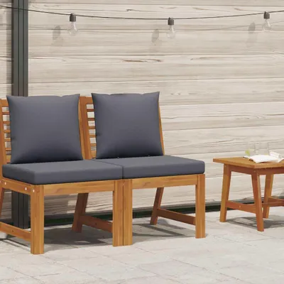 Produktbild von vidaXL Modular-Mittelsofa mit Dunkelgrauen Kissen Akazie Massivholz