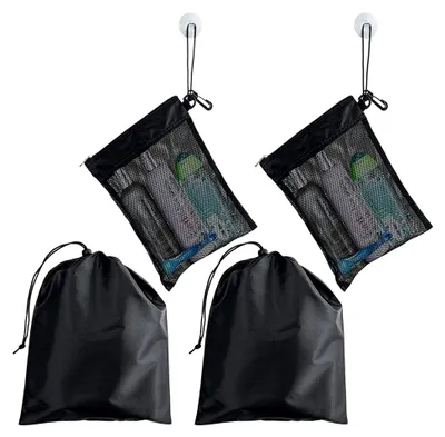 Produktbild von 4er Set Kulturbeutel für Damen und Herren, wasserdichte Multifunktionswaschtaschen zum Aufhängen (Schwarz)