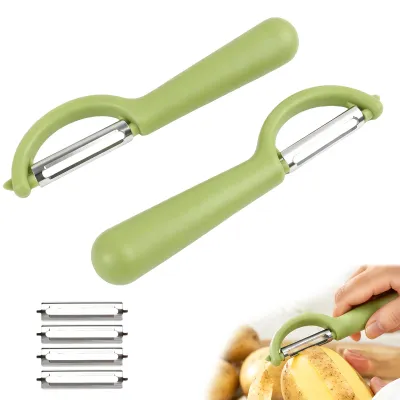 Productafbeelding van Universele schiller - 2 stuks met 4 reservemessen - voor groenten en fruit - vaatwasmachinebestendig - set van 2