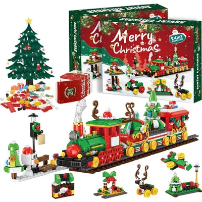 Produktbild von Weihnachten Adventskalender 2025, 24 Tage Countdown Zug Bausteine Kalender Weihnachten Überraschungen Geschenke
