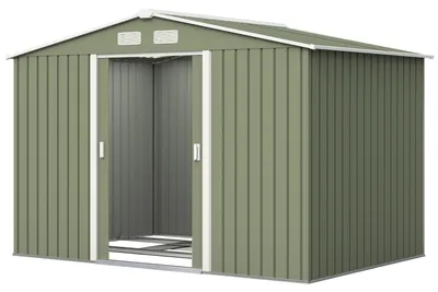 Produktbild von Gartenhaus 4,9 m2 (277 x 195 x 192 cm) mit 2 Schiebetš¹ren, verst?rktem Boden (Boden nicht enthalten), hellgrš¹n