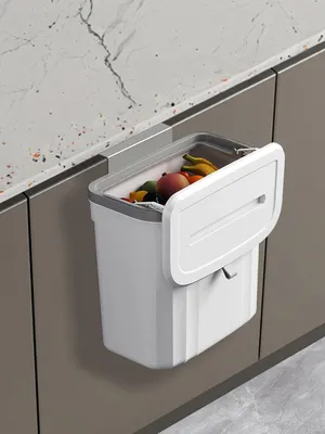 Produktbild von Mülleimer 9 l, mit Deckel, zum Hängen, weiß, für Küche
