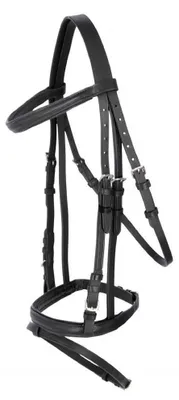 Leder-Trensenzaum Standard für Shetty, schwarz