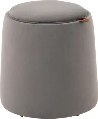 Produktbild von HOMCOM 2-in-1 Ottomane Sitzhocker Runde Polsterhocker Fußbank inklusive Stauraum, abnehmbaren Deckel in Samtoptik Beistelltisch für Wohnzimmer Schlafzimmer Dunkelgrau Ø44 cm x 47,5 cm