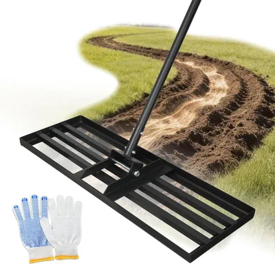 Produktbild von Rasenrechen ORIENTOOLS Rasen-Nivellierrechen 44 cm Breite x 206 cm Höhe, schwarz, 4,9 kg