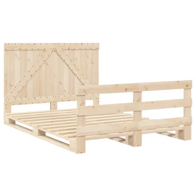 Zdjęcie produktu dla Rama łóżka z wezgłowiem, 140x200 cm, lite drewno sosnowe